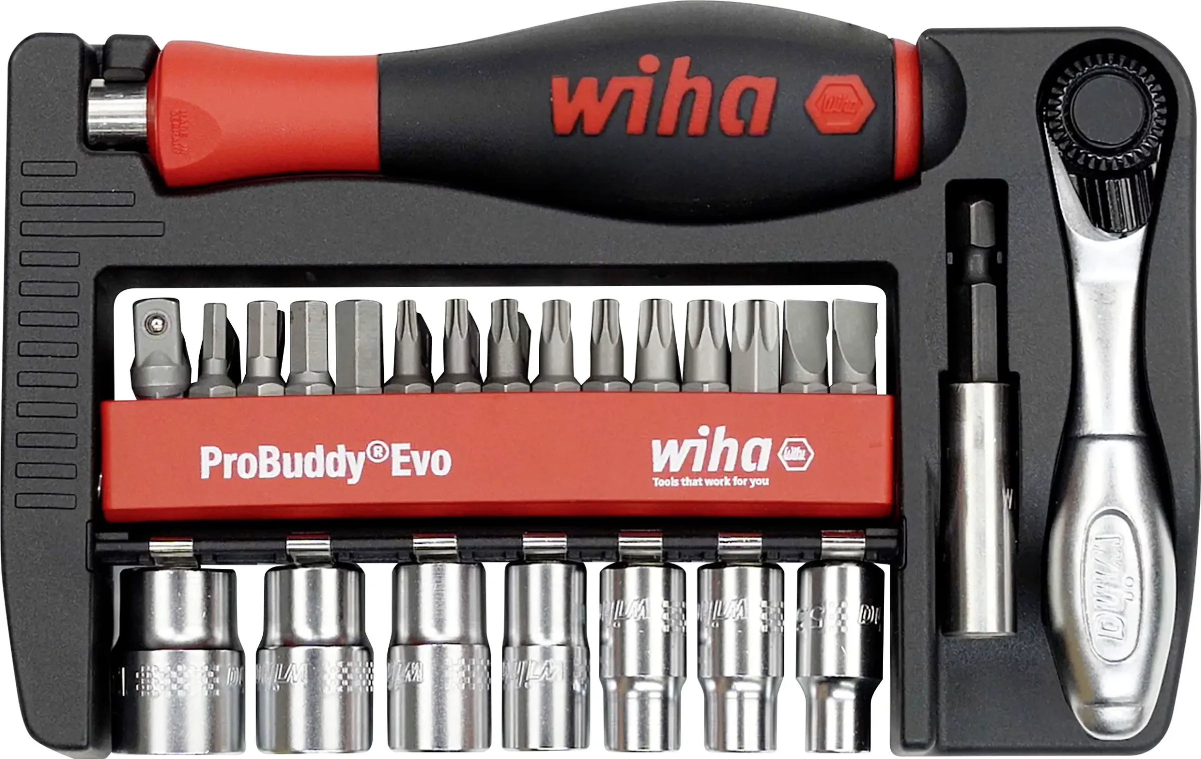 Գլխիկների և բիթերի հավաքածու Wiha ProBuddy Evo 40 հատ 1/4" պահոցով (46960) 2